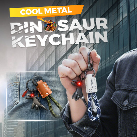 Aluminum Alloy Dinosaur Charm Paired with a Hand-woven Bracelet