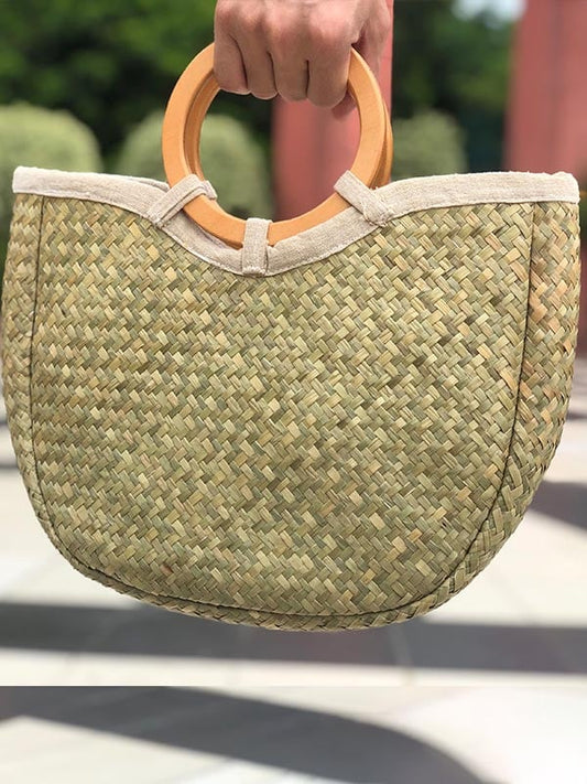 Cotton and hemp style simple and versatile straw handmade bag