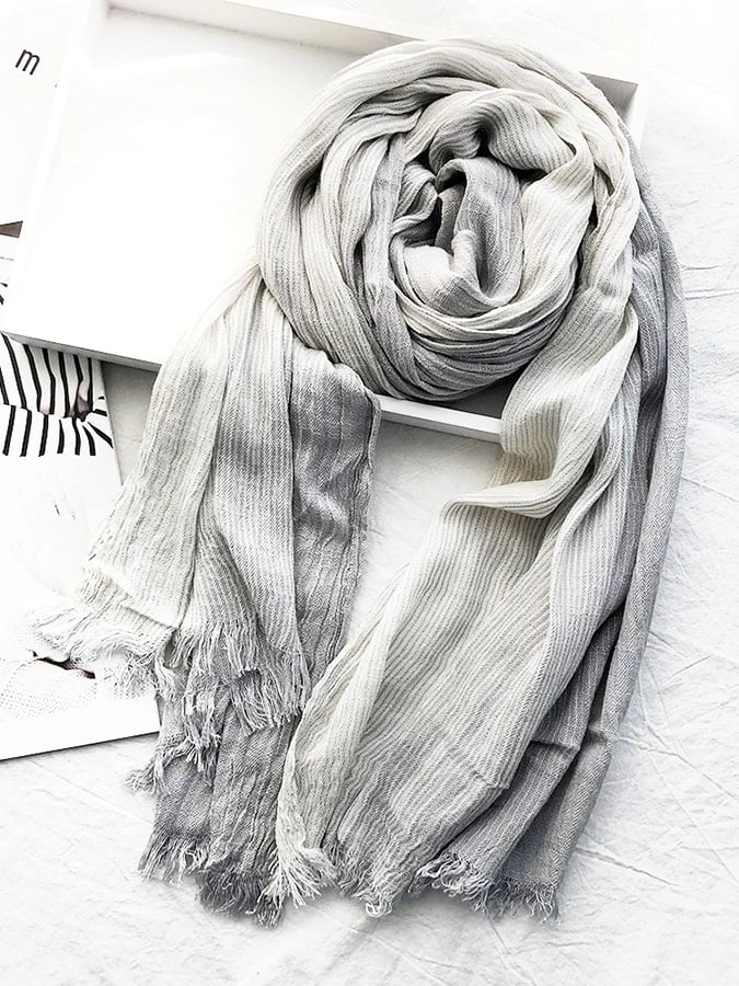 Women'S Striped Cotton And Linen Scarf
