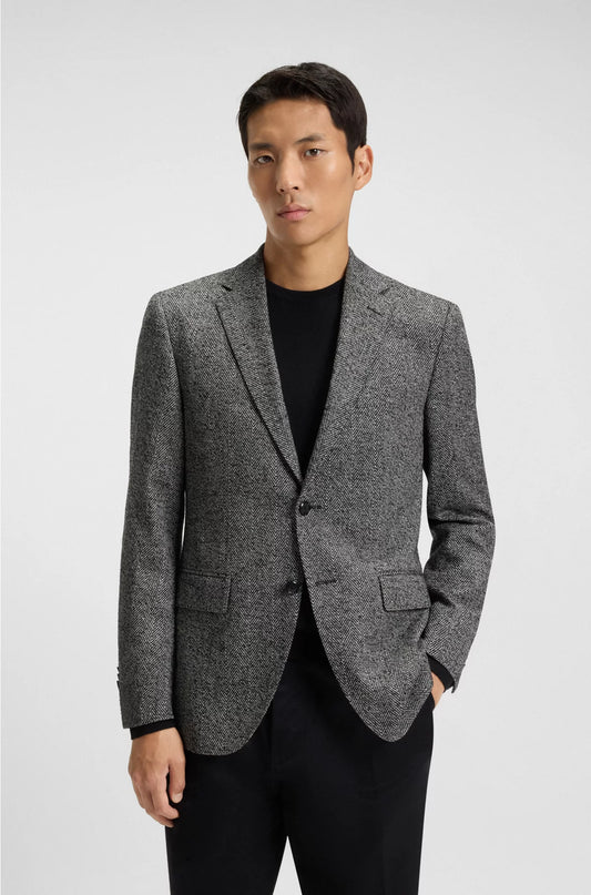 REGULAR-FIT JACKET IN A HERRINGBONE WOOL BLEND