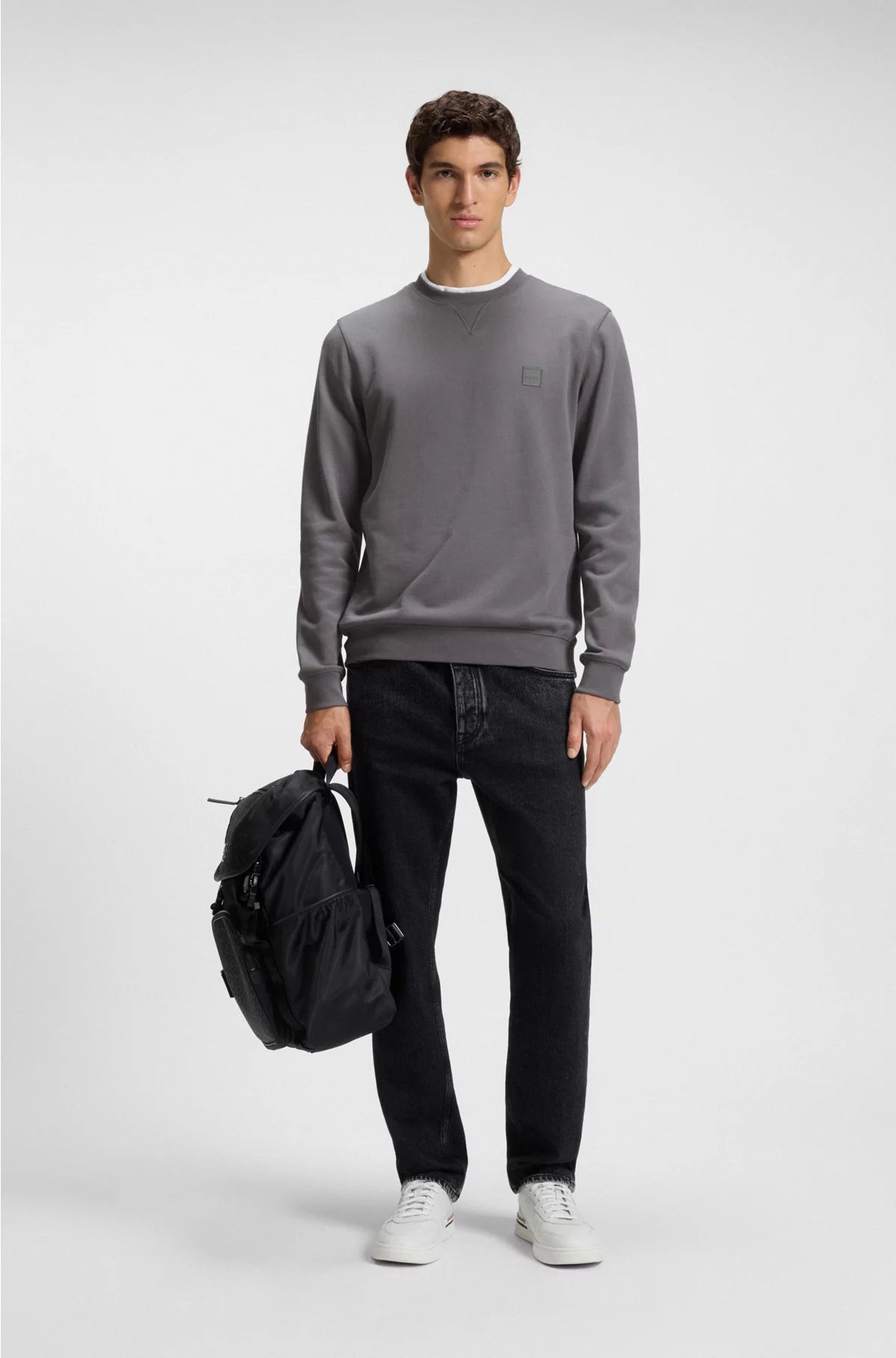 COTTON-TERRY SWEATSHIRT WITH LOGO PATCH