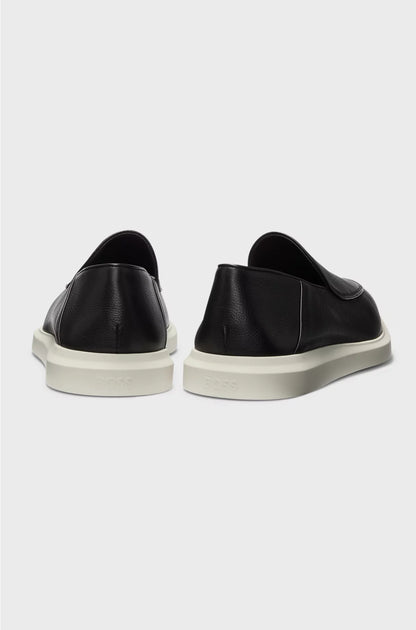 LEATHER LOAFERS WITH RUBBER OUTSOLE