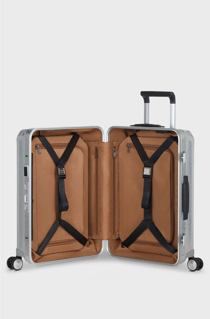 SILVER ALUMINIUM TRUNK SUITCASE 80CM